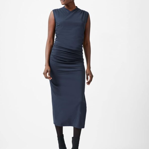 French Connection Women's Crossover Ruched Midi Column Dress - Navy, Navy