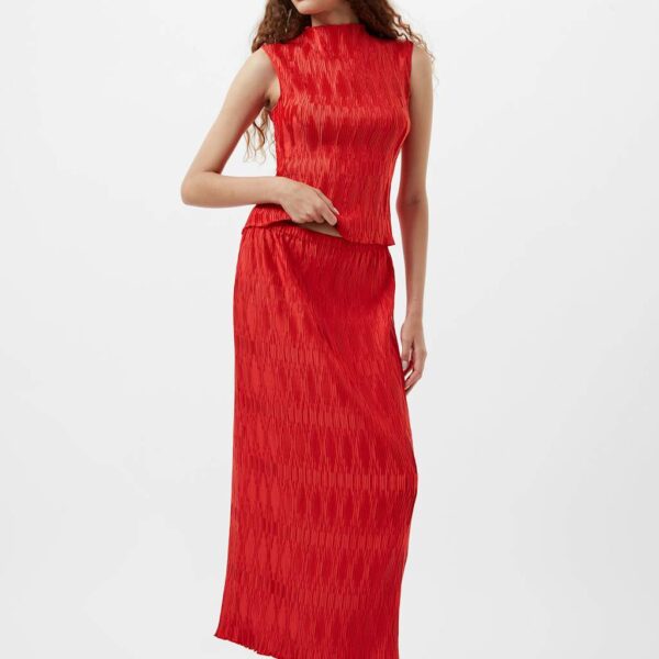 French Connection Women's Pleated Maxi Straight Skirt - Red, Red