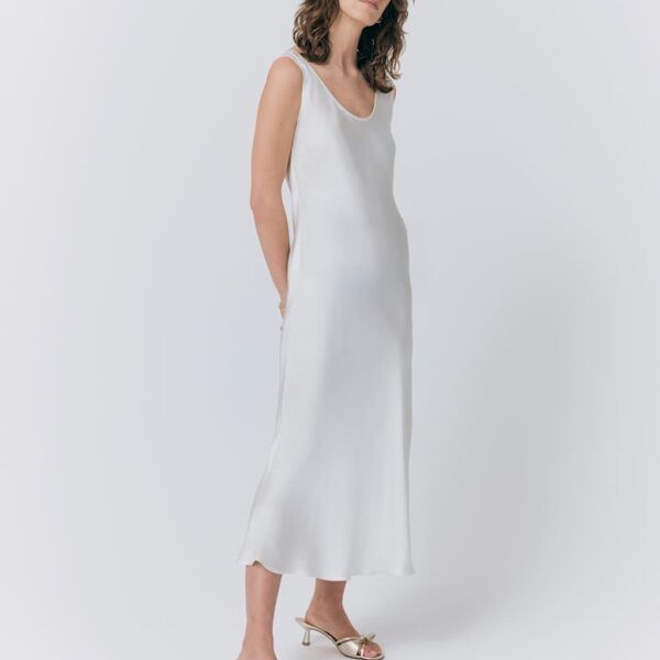 Ghost Women's Satin Scoop Neck Midi Slip Dress - Ivory, Ivory,Black