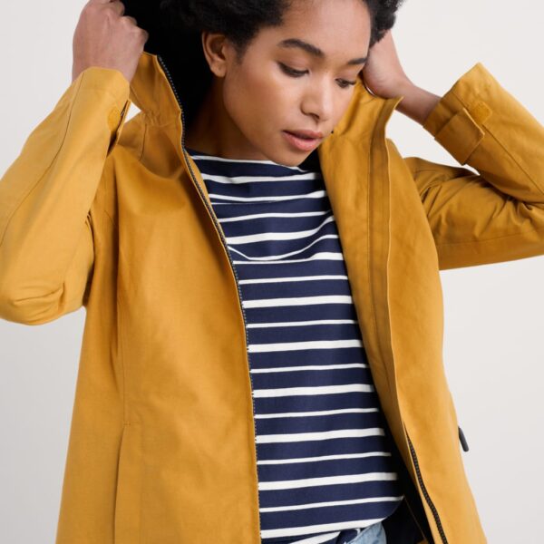 Seasalt Cornwall Women's Cotton Rich Hooded Rain Jacket - 14 - Yellow, Light Blue,Light Green,Navy,Yellow