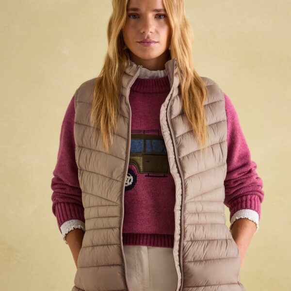 Joules Women's Padded Gilet - 14 - Taupe, Taupe