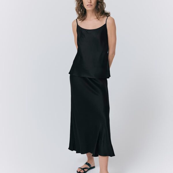 Ghost Women's Satin Midi Slip Skirt - XL - Black, Black