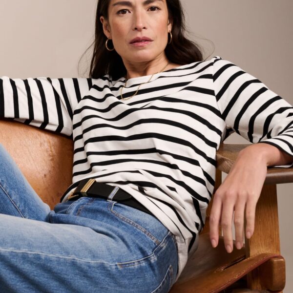 Baukjen Women's Pure Cotton Striped Top - 18 - White Mix, White Mix