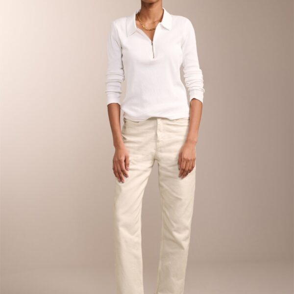 Baukjen Women's High Waisted Straight Leg Cropped Jeans - 16 - Ecru, Ecru