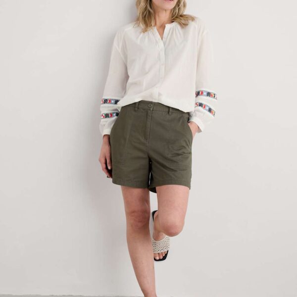 Seasalt Cornwall Women's Pure Cotton Pocket Detail Mid Rise Shorts - 16 - Green, Green