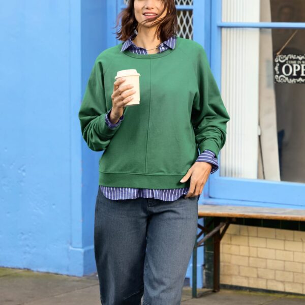 Baukjen Women's Cotton Rich Crew Neck Relaxed Sweatshirt - 16 - Dark Green, Dark Green