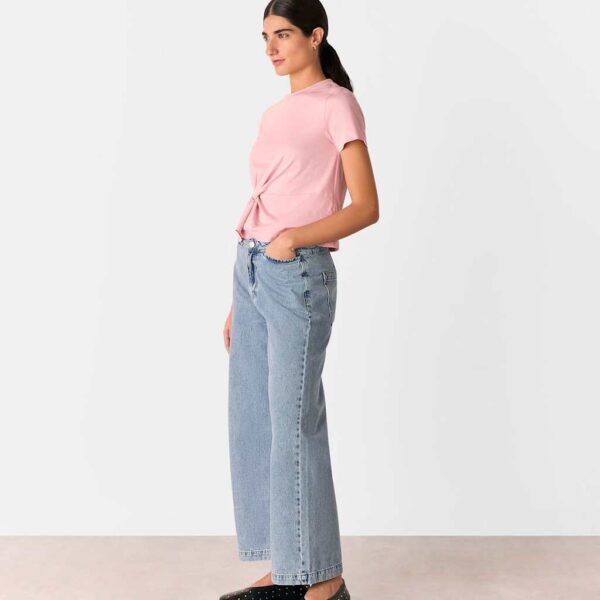 Whistles Women's Pure Cotton Twist Front T-Shirt - Pink, Pink,White