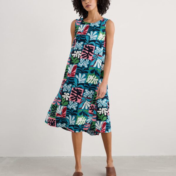 Seasalt Cornwall Women's Pure Linen Floral Midi Swing Dress - 14REG - Multi, Multi