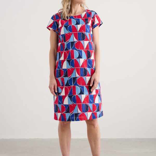 Seasalt Cornwall Women's Pure Cotton Geometric Print Shift Dress - 14REG - Multi, Multi