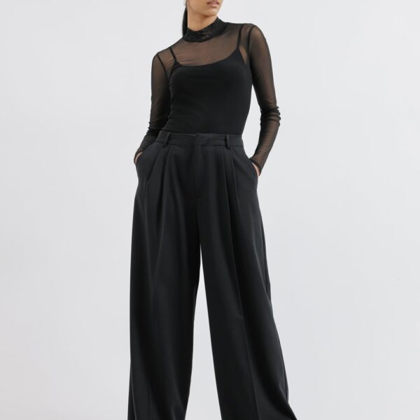 Albaray Women's Pleated Wide Leg Trousers - 14 - Black, Black