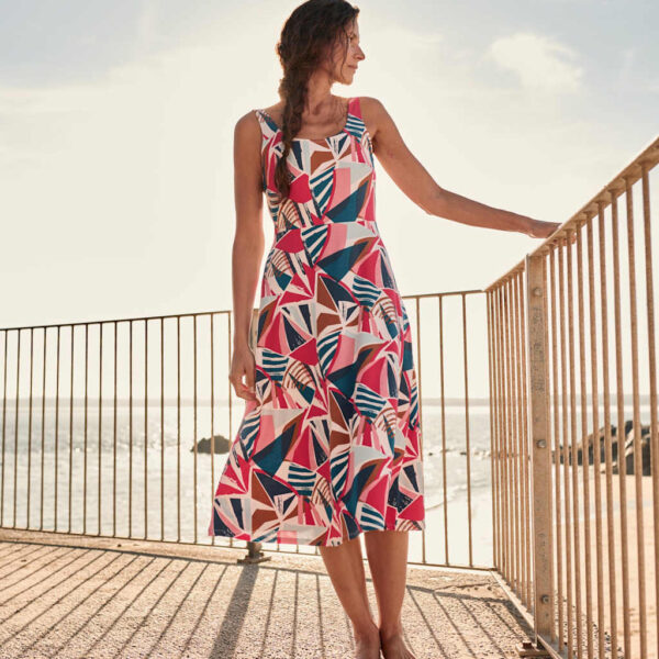 Seasalt Cornwall Women's Cotton Rich Geometric Scoop Neck Midi Dress - 10 - Multi, Multi