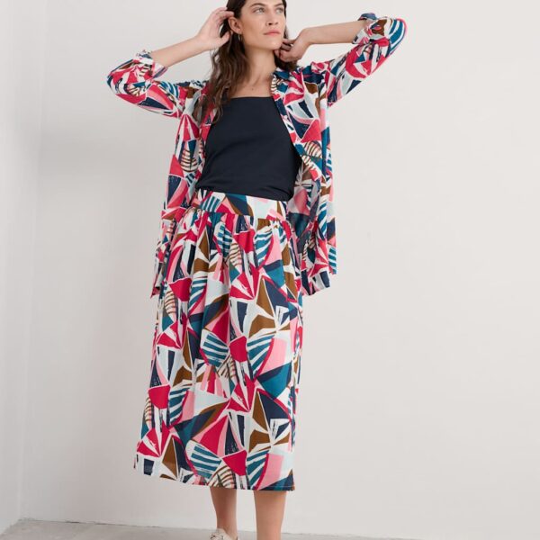 Seasalt Cornwall Women's Cotton Rich Geometric Collared Shirt - 12 - Multi, Multi