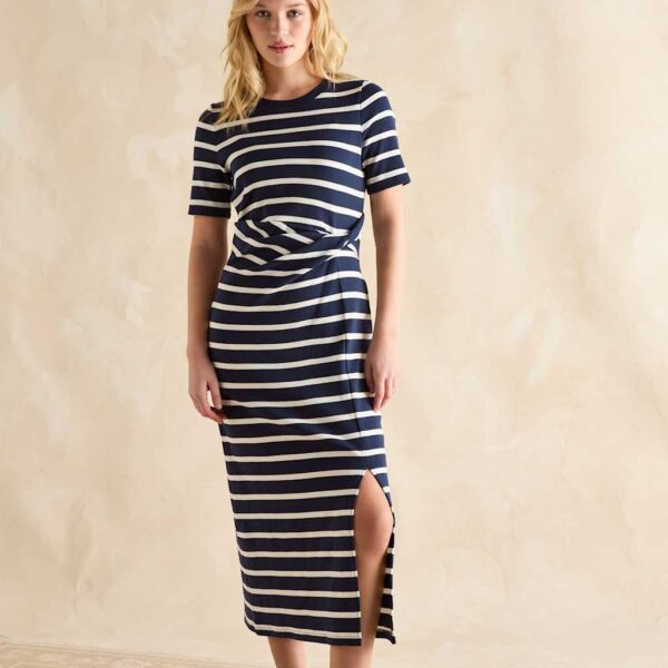 Joules Women's Jersey Striped Midaxi T-Shirt Dress - 12 - Navy Mix, Navy Mix