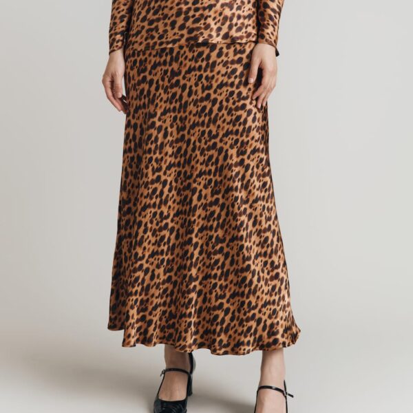 Ghost Women's Animal Print Midi Slip Skirt - Brown Mix, Brown Mix