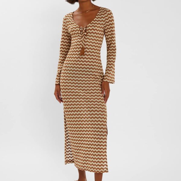 Accessorize Women's Geometric Crochet Scoop Neck Maxi Dress - Natural, Natural