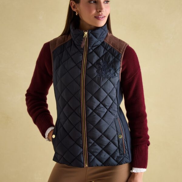 Joules Women's Quilted Funnel Neck Zip Up Gilet - 6 - Navy, Navy