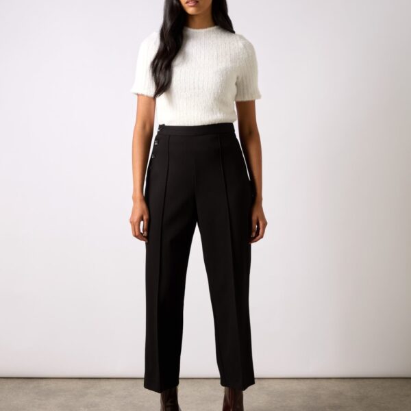 Ro&Zo Women's Ponte Twill Straight Leg Culottes - 10REG - Black, Black