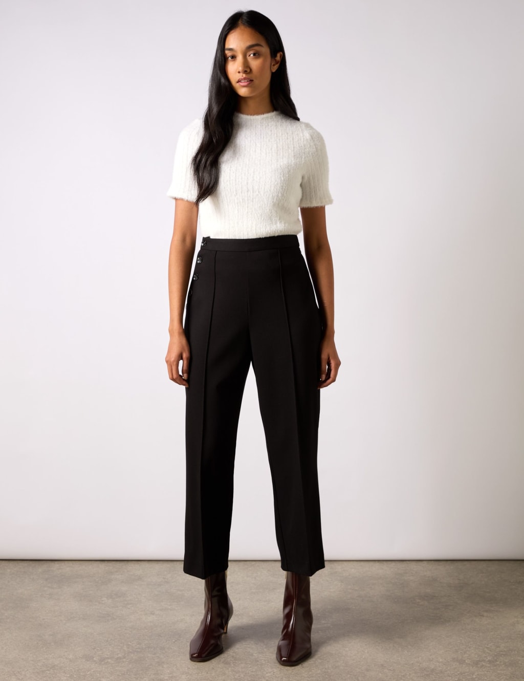 Ro&Zo Women's Ponte Twill Straight Leg Culottes - 10REG - Black, Black