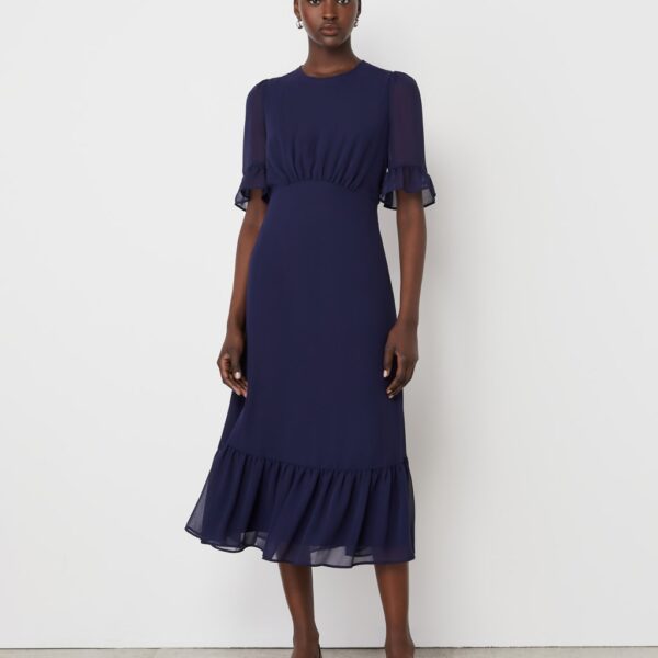 Finery London Women's Chiffon Midi Tiered Dress - 18 - Navy, Navy