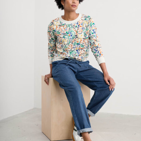 Seasalt Cornwall Women's Pure Cotton Floral Sweatshirt - 26-28 - Multi, Multi