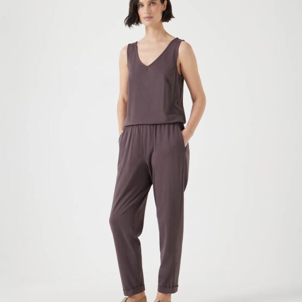 Hush Women's Cotton Blend Jersey Cropped Jumpsuit - SREG - Brown, Brown