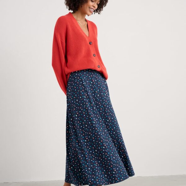 Seasalt Cornwall Women's Coton Rich Polka Dot Midaxi A-Line Skirt - 14 - Navy Mix, Navy Mix