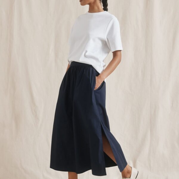 Albaray Women's Pure Cotton Midaxi A-Line Skirt - 8 - Navy, Navy