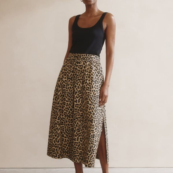 Albaray Women's Pure Cotton Animal Print Midaxi A-Line Skirt - 10 - Brown Mix, Brown Mix
