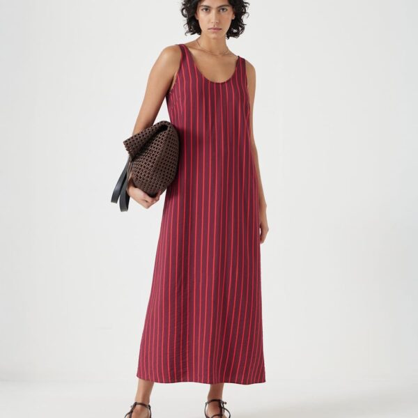 Hush Women's Striped Scoop Neck Maxi Column Dress - 10 - Red Mix, Red Mix