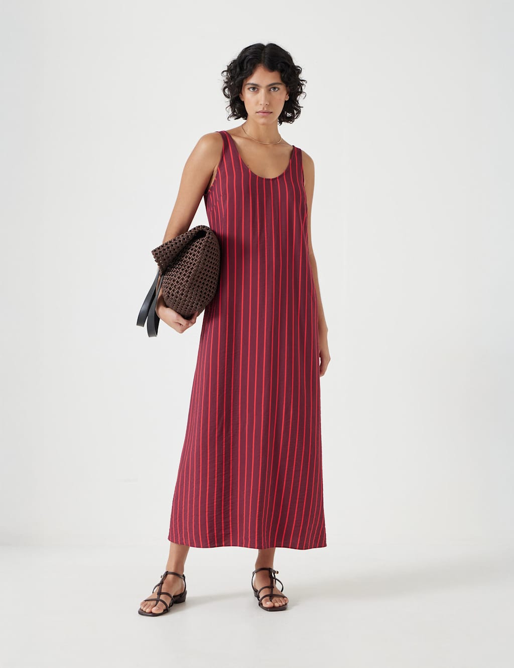 Hush Women's Striped Scoop Neck Maxi Column Dress - 10 - Red Mix, Red Mix