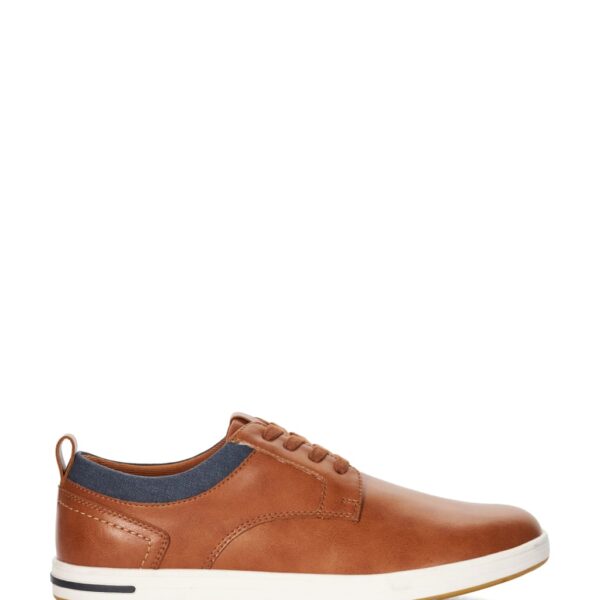 Dune London Men's Wide Fit Leather Lace Up Trainers - 8 - Tan, Tan
