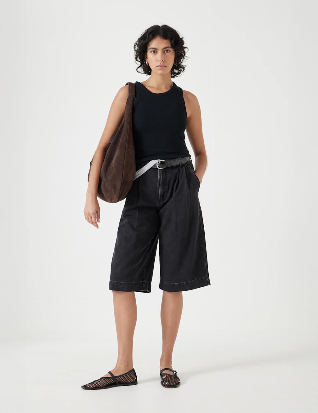 Hush Women's Pure Cotton Denim Bermuda Shorts - 12REG - Black, Black