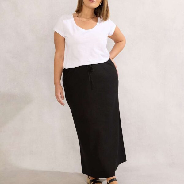 Live Unlimited London Women's Linen Blend Maxi Slip Skirt - 20 - Black, Black