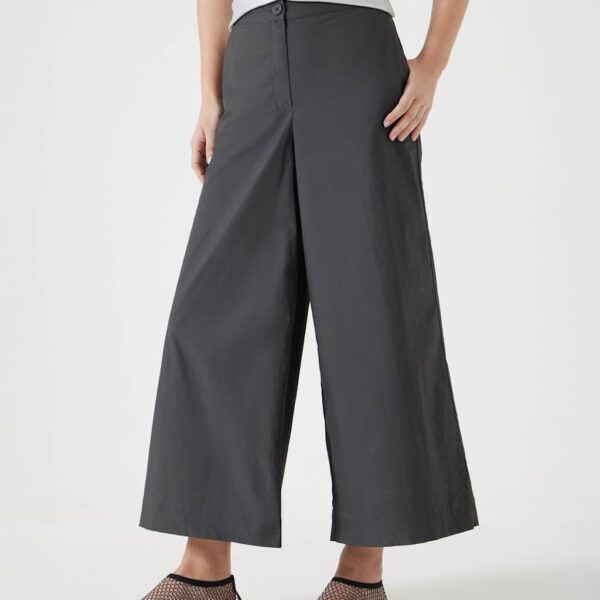 Hush Women's Pure Cotton Wide Leg Cropped Chinos - 12REG - Black, Khaki,Black