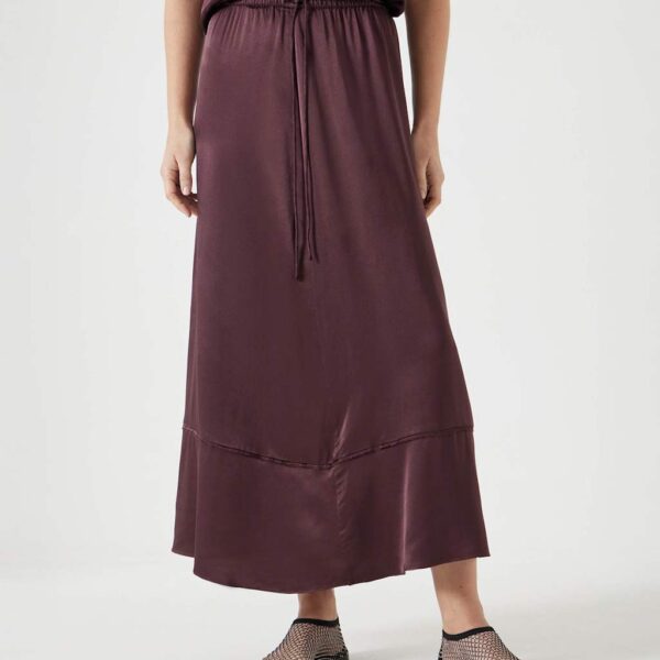 Hush Women's Satin Maxi A-Line Skirt - Brown, Brown