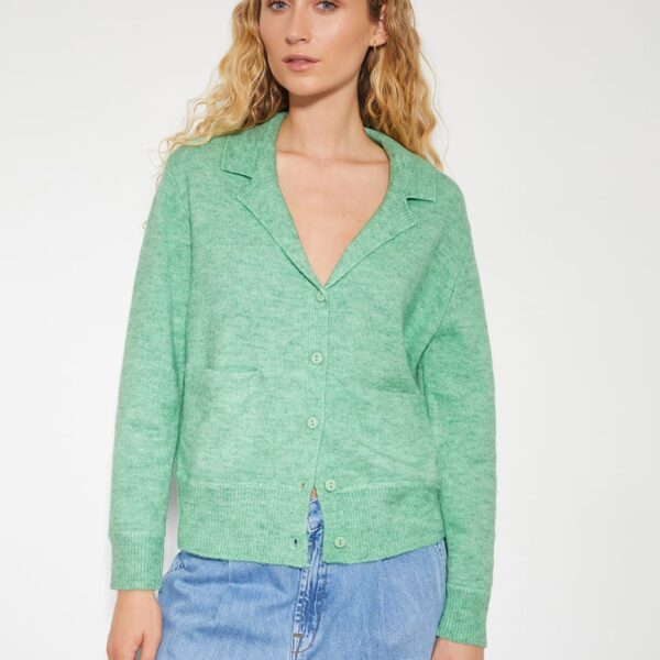Monsoon Women's Textured Collared Button Front Cardigan - M - Green, Green