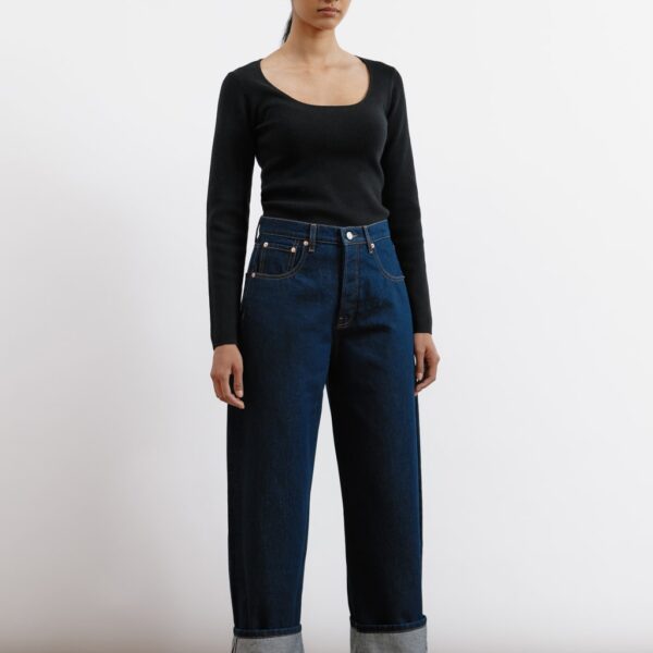 Albaray Women's High Waisted Wide Leg Turn Up Jeans - 10 - Blue Denim, Blue Denim