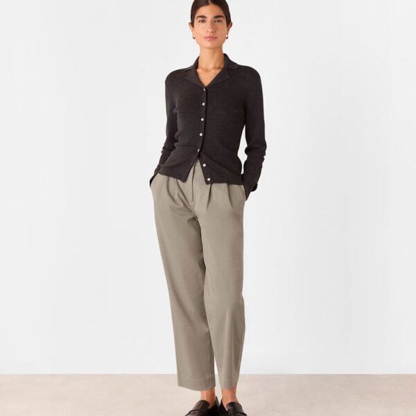 Whistles Women's Lyocell Rich Barrel Leg Ankle Grazer Trousers - 10REG - Taupe, White,Taupe