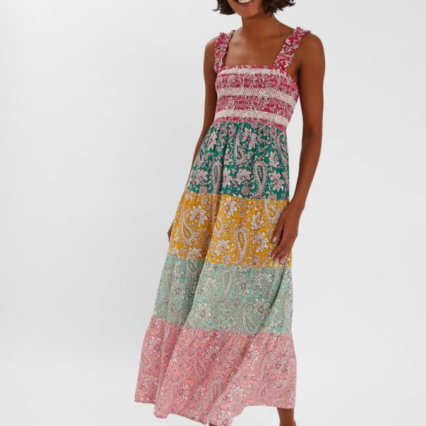Accessorize Women's Pure Cotton Paisley Maxi Tiered Dress - Multi, Multi
