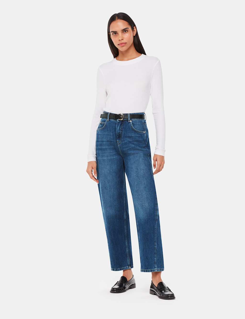 Whistles Women's High Waisted Barrel Ankle Grazer Jeans - 29REG - Denim, Denim,Black