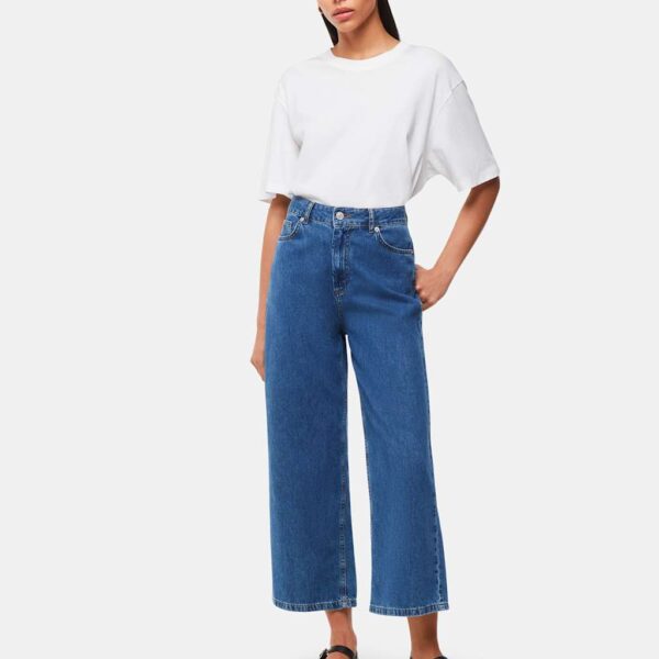Whistles Women's High Waisted Wide Leg Cropped Jeans - 28 - Denim, Denim