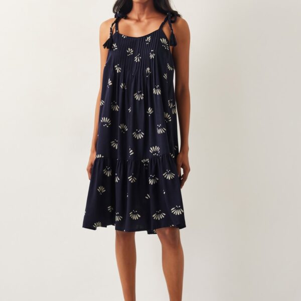 Monsoon Women's Printed Square Neck Strappy Beach Dress - M - Navy Mix, Navy Mix