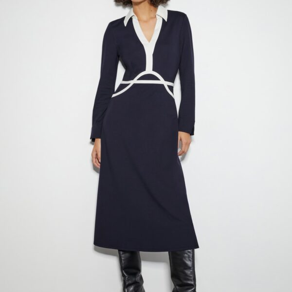Monsoon Women's Jersey Collared Midi Shirt Dress - 8 - Navy, Navy