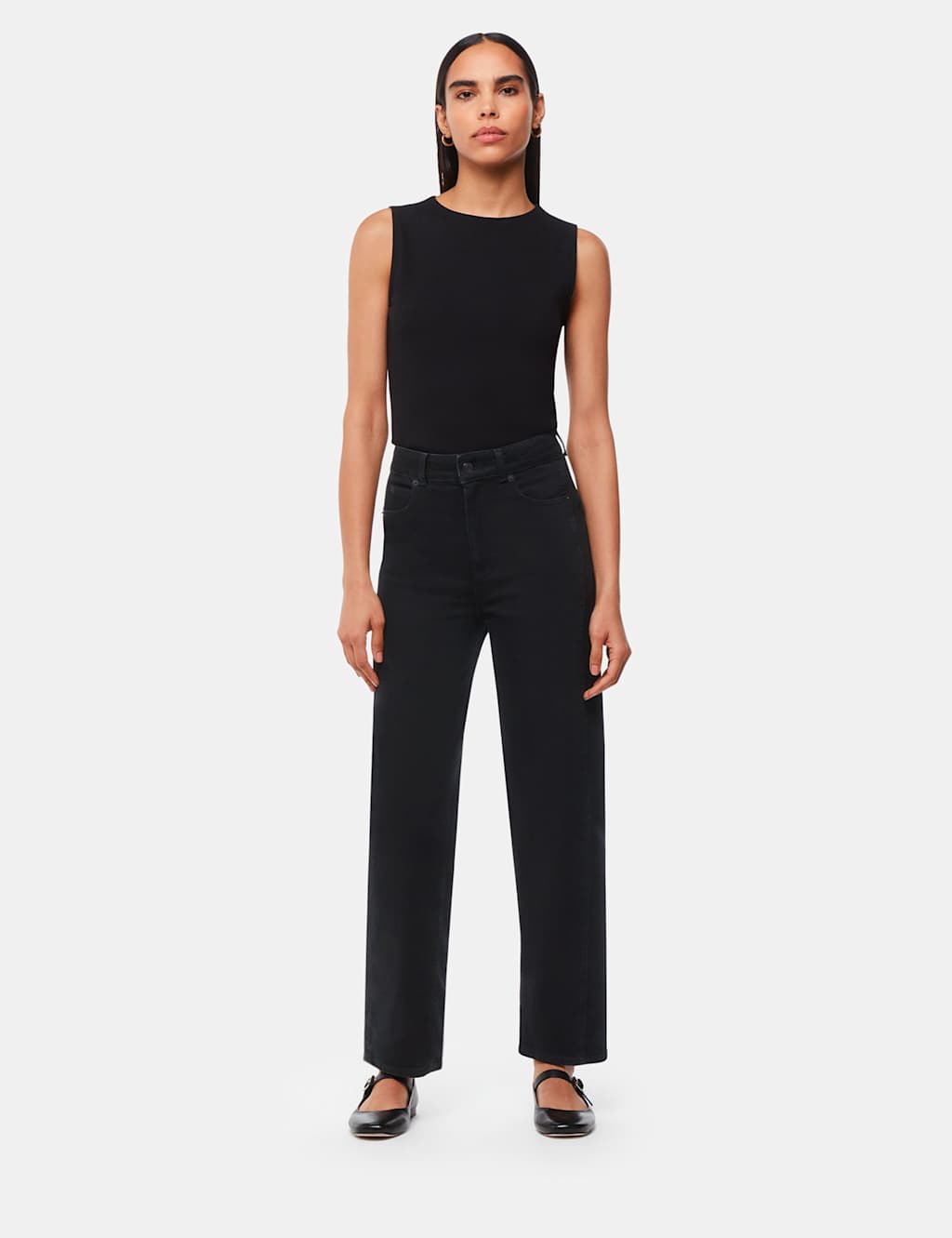 Whistles Women's High Waisted Barrel Ankle Grazer Jeans - 29 - Black, Denim,Black,Dark Blue Denim,Grey