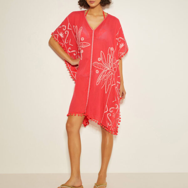 Monsoon Women's Pure Cotton Tassel Beach Cover Up Kaftan - XL - Pink Mix, Pink Mix