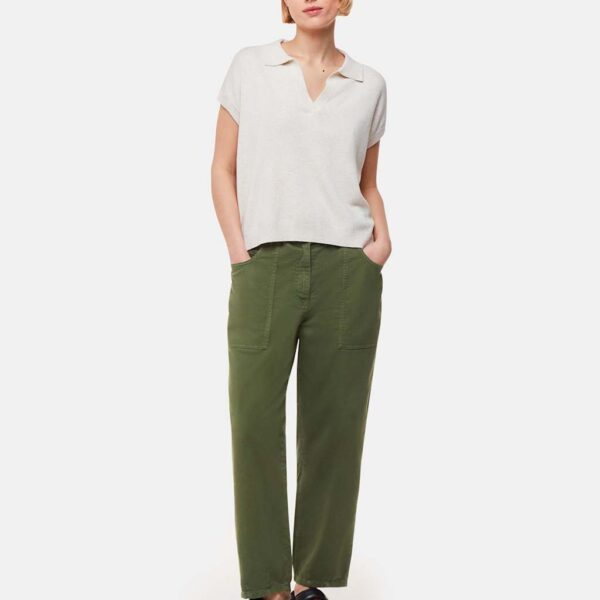 Whistles Women's Cotton Rich Straight Leg Trousers - 12 - Khaki, Black,Neutral,Navy,Black/Black,Khaki