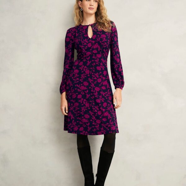 Hobbs Women's Floral Keyhole Knee Length Skater Dress - 16REG - Navy Mix, Navy Mix