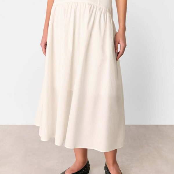 Whistles Women's Pure Cotton Waisted Midi A-Line Skirt - 14 - White, White