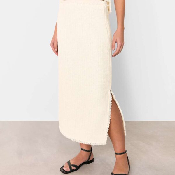 Whistles Women's Textured Side Split Midi Pencil Skirt - 8 - Ivory, Ivory