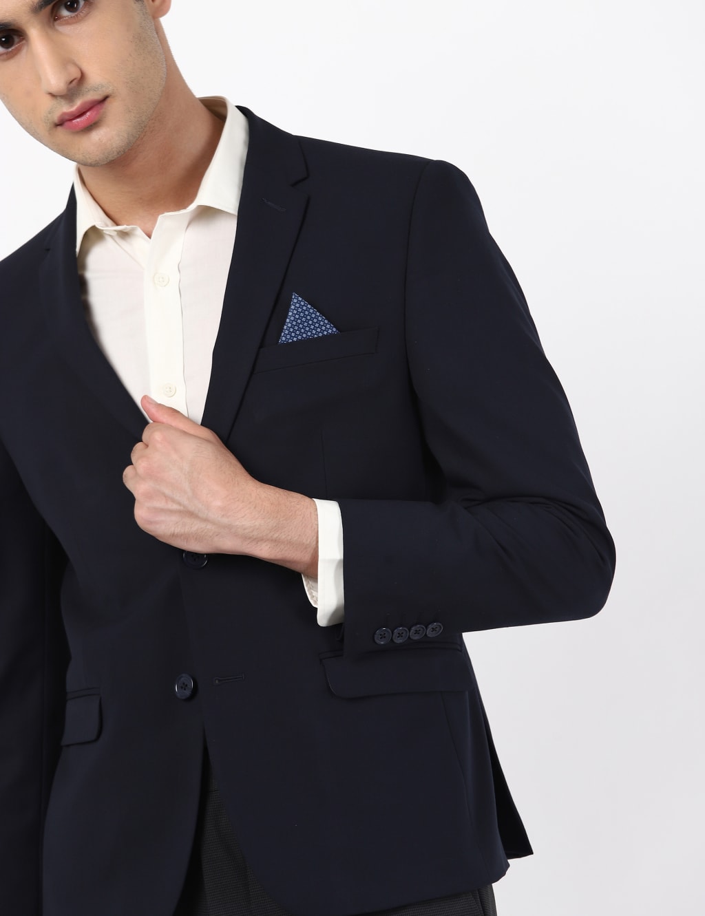 M&S Collection Men's BI Stretch Skinny Blazer - 38SHT - Navy, Navy,Burgundy